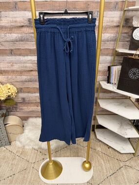 4Our Dreamers Navy Wide Leg Elastic Tie Waist M